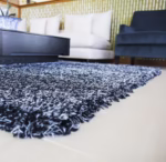 black carpet in the living room.