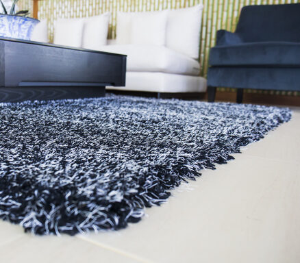 black carpet in the living room.