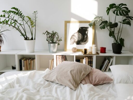 bed with white linen